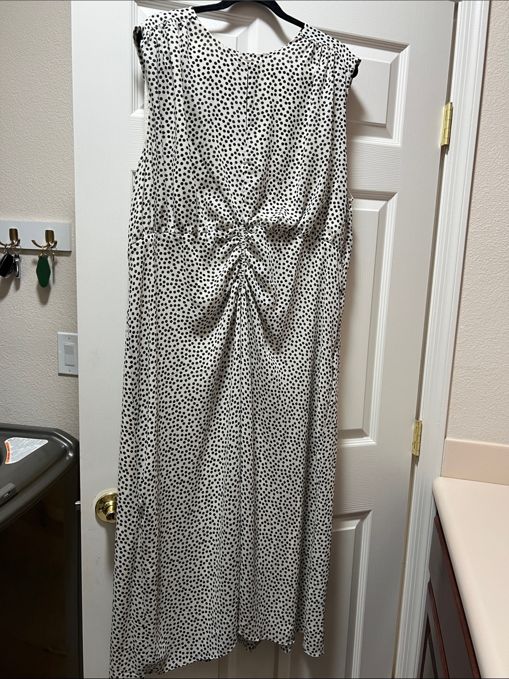 H&M White Maxi Dress with Black Polka Dots